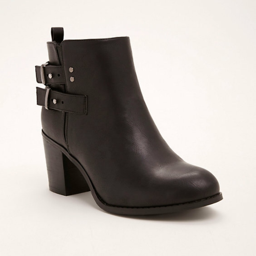 Torrid Black Double Strap Booties Sz 9W